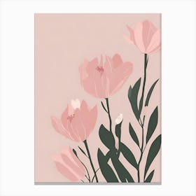 Pink Flowers and leafs Canvas Print