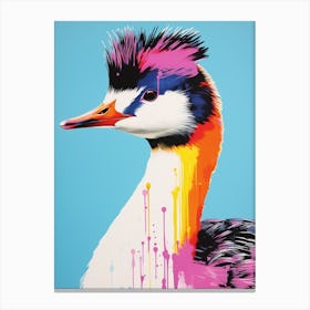 Andy Warhol Style Bird Grebe 4 Canvas Print