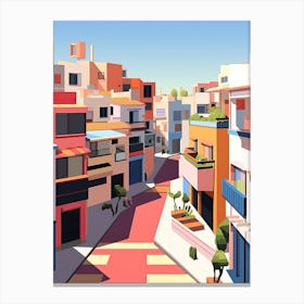 Costa Del Sol, Spain, Flat Illustration 2 Canvas Print