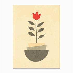 Vintage Botanical Design - Minimalist Abstract Flower Art Canvas Print