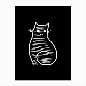 Monochrome Sketch Cat Line Drawing 4 Canvas Print