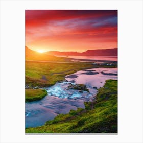 Sunset In Iceland Canvas Print