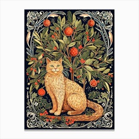 William Morris Style Christmas Cat 9 Canvas Print