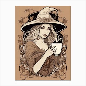 Witch With A Cup Of Coffee 3 Canvas Print