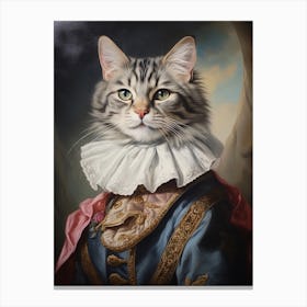 Royal Cat Portrait Rococo Style 1 Canvas Print