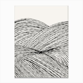 Zen Waves in Black & White – Minimal Abstract Japandi (2/2) Canvas Print