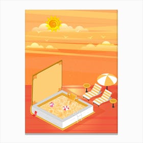 Book Beach Art Canvas Print