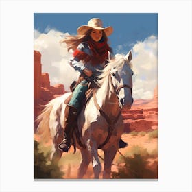 Cowgirl Impressionism Style 5 Canvas Print