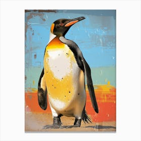 Galapagos Penguin Cuverville Island Colour Block Painting 3 Canvas Print