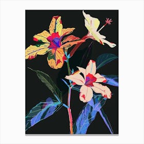 Neon Flowers On Black Impatiens 1 Canvas Print