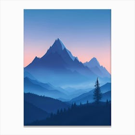 Misty Mountains Vertical Composition In Blue Tone 6 Canvas Print