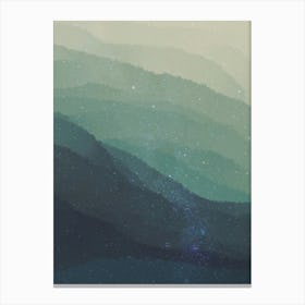 Minimal art abstract green wave mountain watercolor painting Canvas Print