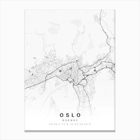 Oslo Norway White Map Canvas Print