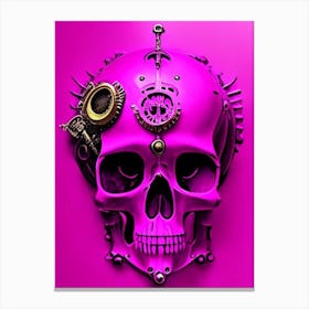 Skull With Steampunk Details Pink Matisse Style Canvas Print