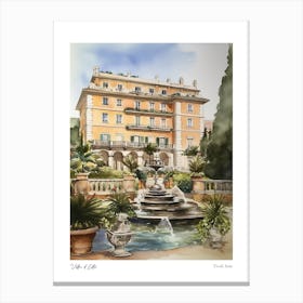 Villa D'Este, Tivoli, Italy 2 Watercolour Travel Poster Canvas Print