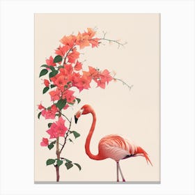 Chilean Flamingo Bougainvillea Minimalist Illustration 3 Canvas Print