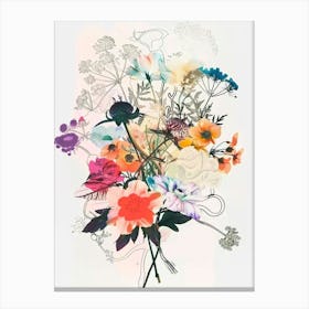 Queen Anne S Lace 2 Collage Flower Bouquet Canvas Print