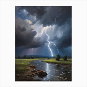 Lightning Over A River 1 Canvas Print