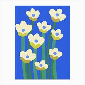 Flowers On A Blue Background 1 Canvas Print