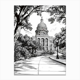 Duotone Illustration The Austin Texas State Capitol Austin Texas 4 Canvas Print