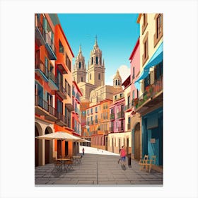 San Sebastian, Spain, Flat Illustration 3 Canvas Print