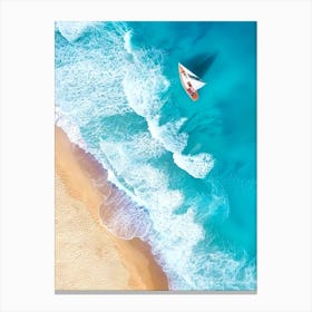 Aerial View Of A Sailboat On The Beach Canvas Print