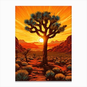 Joshua Tree At Sunrise In The Style Of Gold And Black (2) Canvas Print