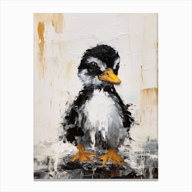 Cute Brushstroke Painting Of A Duckling Canvas Print