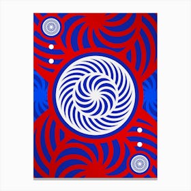 Geometric Abstract Glyph in White on Red and Blue Array n.0056 Canvas Print