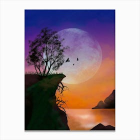 Sunset Over The Cliff Canvas Print