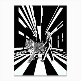 Tiger On The Street Canvas Print