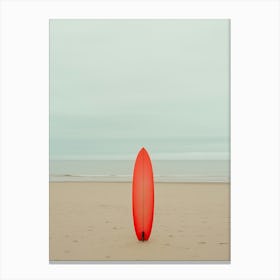 Red Surfboard On The Beach Canvas Print