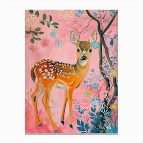 Floral Animal Painting Deer 4 Canvas Print