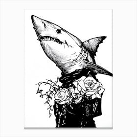 Shark With Roses 1 Canvas Print