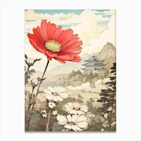 Hanagasa Japanese Florist Daisy 2 Japanese Botanical Illustration Canvas Print