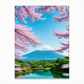 Cherry Blossoms In Japan Mount Fuji Japan Beautiful Lake Landscape 2 Canvas Print