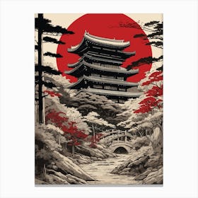 Vintage Japanese Temple Forest Canvas Print
