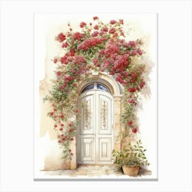 Lecce, Italy   Mediterranean Doors Watercolour Painting 2 Canvas Print