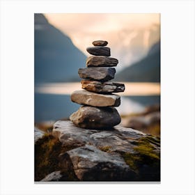 Stone Cairn in the Mountains Canvas Print