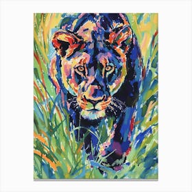 Black Lioness On The Prowl Fauvist Painting 4 Canvas Print