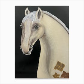 White Horse With Leaves Canvas Print