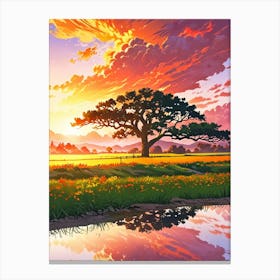 Sunset In The Field 22 Canvas Print