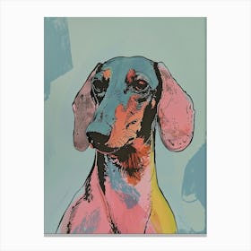 Dachshund Watercolour Dog Pastel Line Illustration 1 Canvas Print