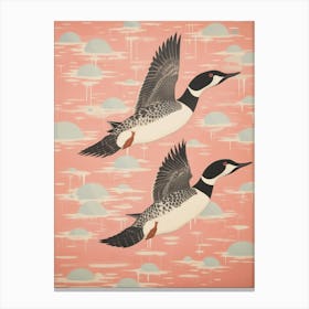 Vintage Japanese Inspired Bird Print Common Loon 1 Canvas Print