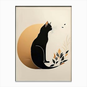 black cat mininalist portrait 5 Canvas Print