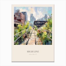 High Line Park New York City Vintage Cezanne Inspired Poster Canvas Print