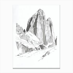 Cerro Torre Argentinachile Line Drawing 3 Canvas Print