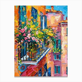 Balcony Painting In Sibenik 1 Canvas Print