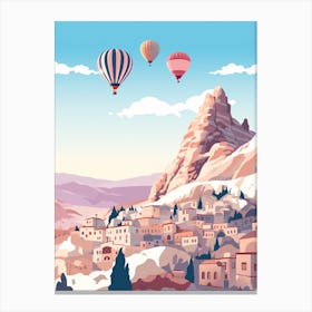 Vintage Winter Travel Illustration Cappadocia Turkey 1 Canvas Print