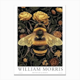 William Morris Print Bumble Bee Art Botanical Art Flowers Big Bee Canvas Print